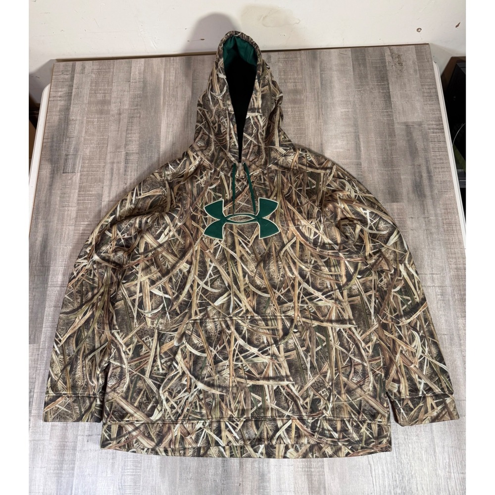 Under Armour Storm Hoodie Mens 3XL Camo Waterfowl Marsh Grass Fleece Sweatshirt